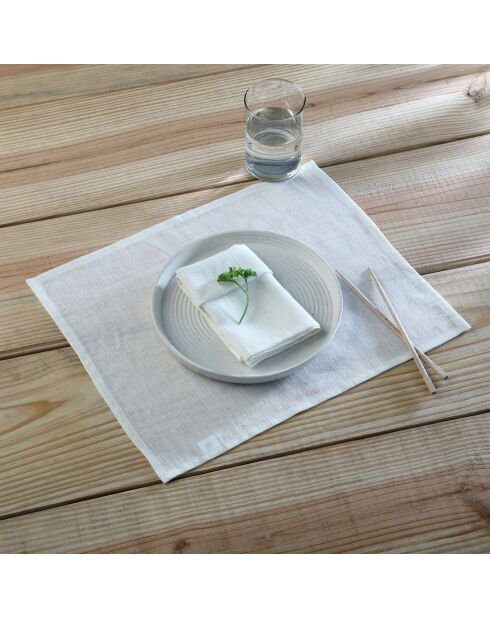 Lot de 4 serviettes de table lin lavé Paul blanches - 45x45 cm