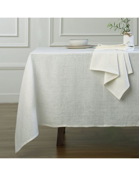 Lot de 4 serviettes de table lin lavé Paul blanches - 45x45 cm