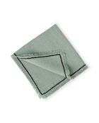 Lot de 4 serviettes de table lin lavé Gabriel vert céladon/noires - 45x45 cm