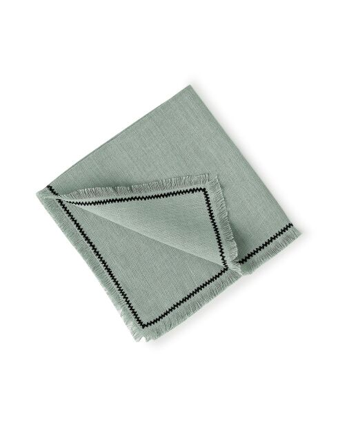 Lot de 4 serviettes de table lin lavé Gabriel vert céladon/noires - 45x45 cm