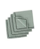 Lot de 4 serviettes de table lin lavé Gabriel vert céladon/noires - 45x45 cm
