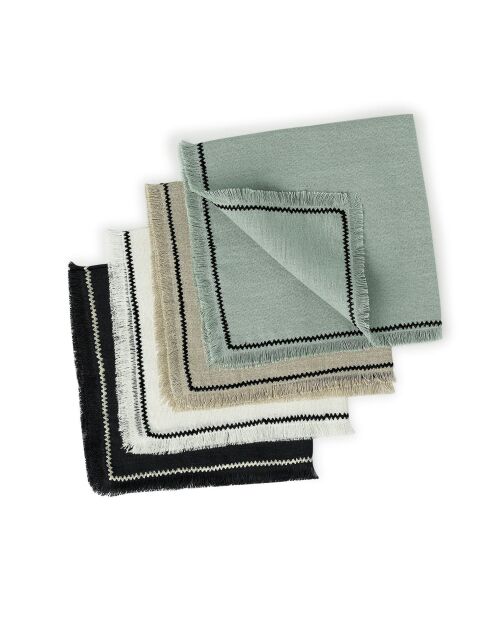Lot de 4 serviettes de table lin lavé Gabriel vert céladon/noires - 45x45 cm
