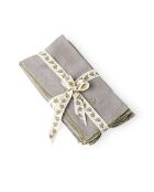 Lot de 4 serviettes de table lin lavé Camille naturelles/or - 45x45 cm