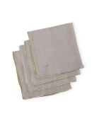 Lot de 4 serviettes de table lin lavé Camille naturelles/or - 45x45 cm