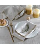 Lot de 4 serviettes de table lin lavé Camille naturelles/or - 45x45 cm