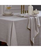 Lot de 4 serviettes de table lin lavé Camille naturelles/or - 45x45 cm
