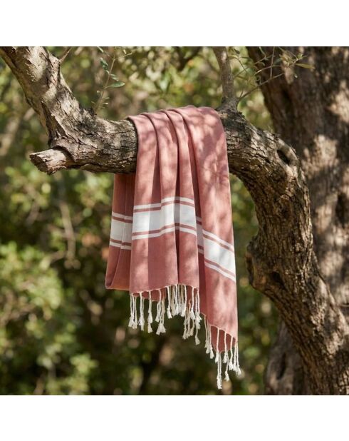 St Tropez katoenen fouta roze klei - 100x200 cm