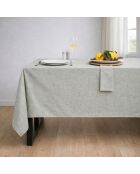 Mantel verde oliva y 4 servilletas de algodón Colette - 150x250 cm