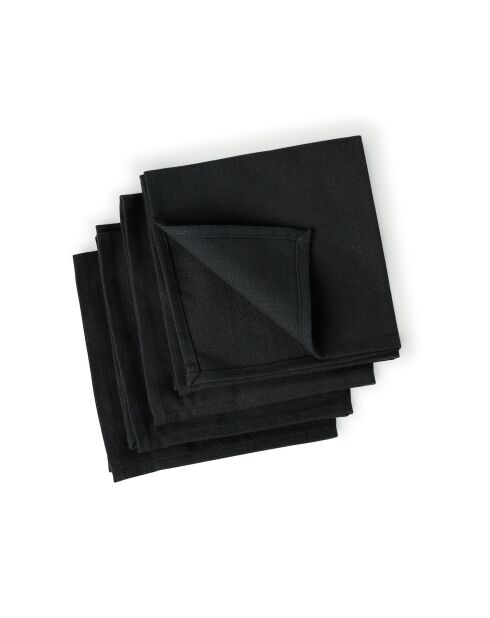 Lot de 4 serviettes de table toile de coton Louis fusain - 45x45 cm