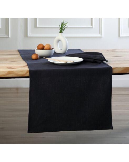Lot de 4 serviettes de table toile de coton Louis fusain - 45x45 cm