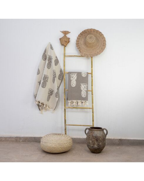 Fouta aus helltaupefarbener Ananas-Jacquard-Baumwolle - 100x200 cm