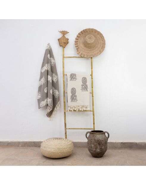 Fouta aus helltaupefarbener Ananas-Jacquard-Baumwolle - 100x200 cm