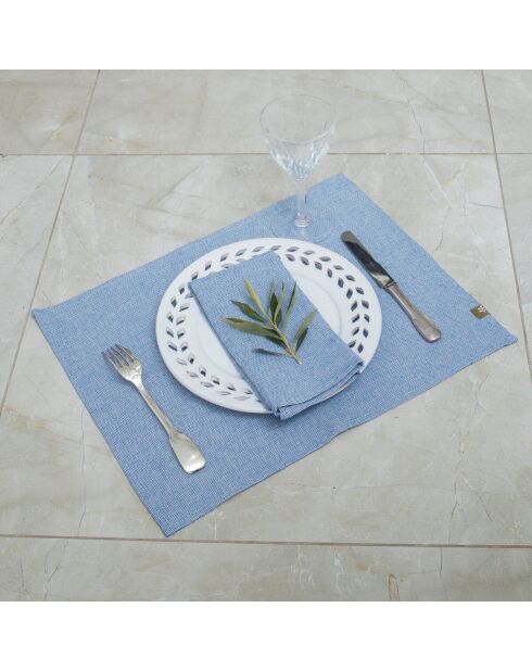 4 Colette Griechisches blaues Baumwoll-Tischset - 35x50 cm