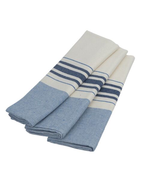 Set von 3 blauen Louise Geschirrtüchern aus Baumwolle - 45x70 cm