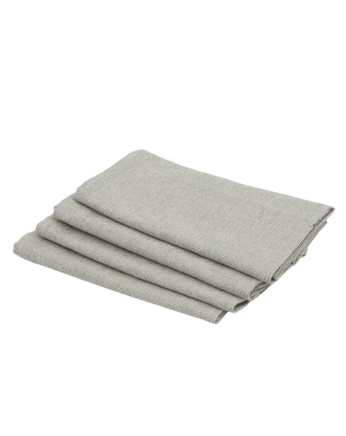 Lot de 4 serviettes de table en coton Colette vert olive - 45x45 cm