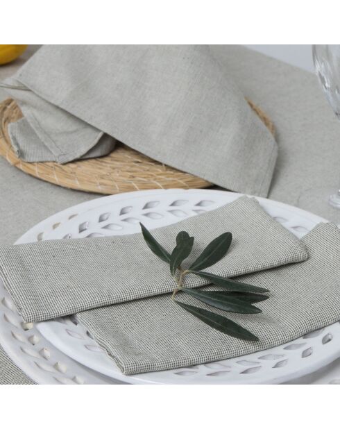 Lot de 4 serviettes de table en coton Colette vert olive - 45x45 cm