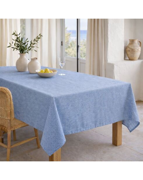 Colette Griechische blaue Baumwolltischdecke und 10 Servietten - 180x400 cm
