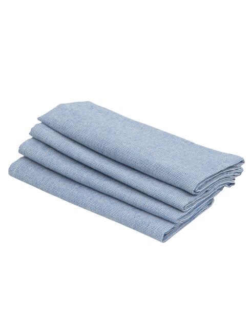 Lot de 4 serviettes de table en coton Colette bleu grec - 45x45 cm