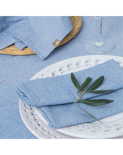 Lot de 4 serviettes de table en coton Colette bleu grec - 45x45 cm