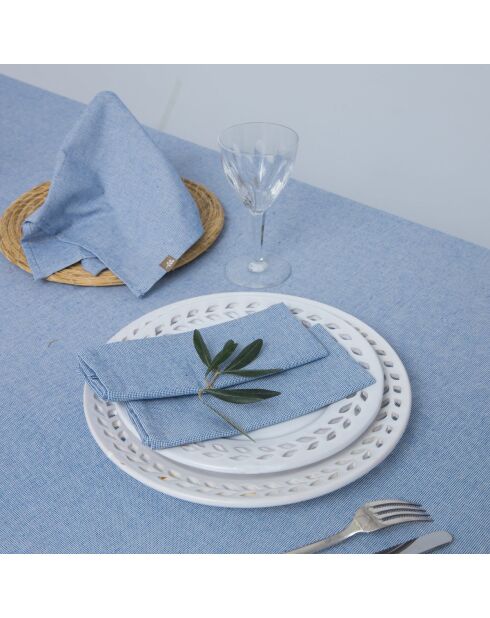 Lot de 4 serviettes de table en coton Colette bleu grec - 45x45 cm