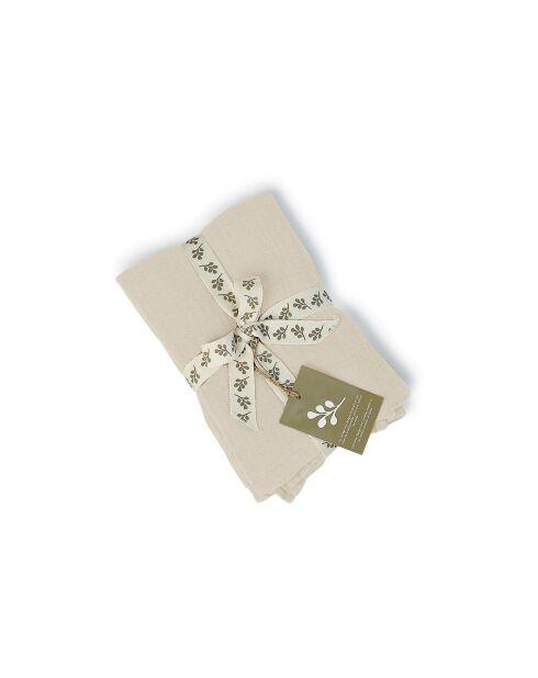 Lot de 4 serviettes de table gaze de coton Carla sable - 40x40 cm