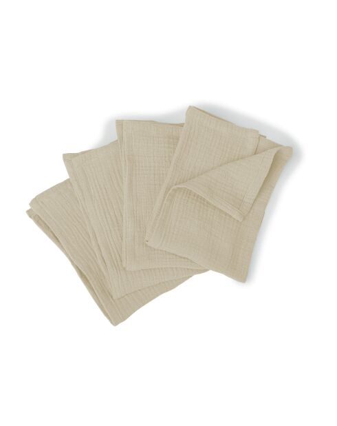 Lot de 4 serviettes de table gaze de coton Carla sable - 40x40 cm