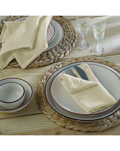 Lot de 4 serviettes de table gaze de coton Carla sable - 40x40 cm