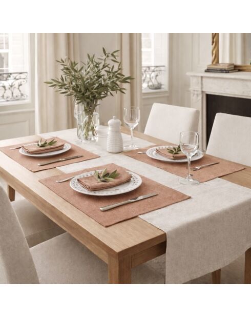 4 Set de table en coton Colette rouge tomette - 35x50 cm
