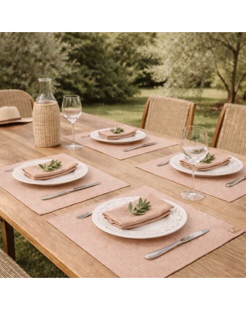 4 Set de table en coton Colette rouge tomette - 35x50 cm