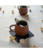 Lot de 4 Sous verres lin lavé Paul fusain - 10x10 cm