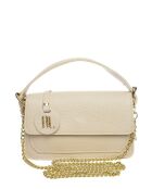 Bolso de piel beige - 12x19x6 cm