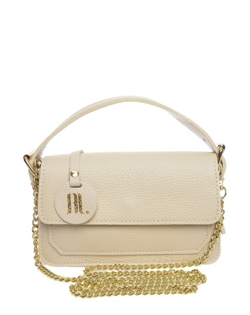 Bolso de piel beige - 12x19x6 cm