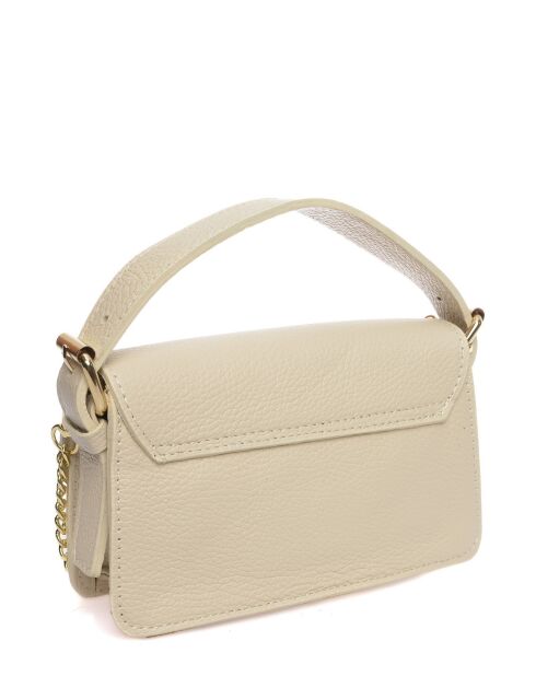 Bolso de piel beige - 12x19x6 cm