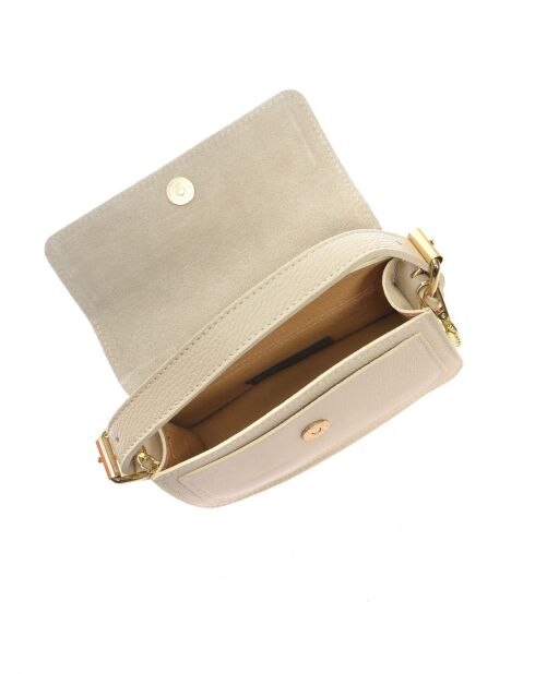 Bolso de piel beige - 12x19x6 cm