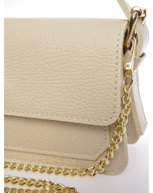 Bolso de piel beige - 12x19x6 cm