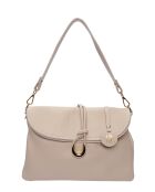 Bandolera de piel beige - 21x30x12 cm