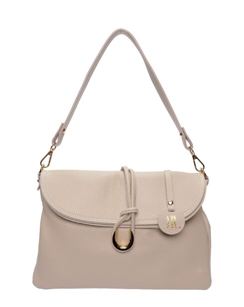 Bandolera de piel beige - 21x30x12 cm