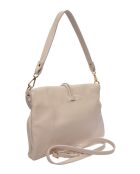 Bandolera de piel beige - 21x30x12 cm
