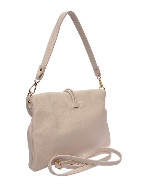 Bandolera de piel beige - 21x30x12 cm