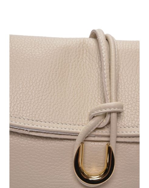 Bandolera de piel beige - 21x30x12 cm