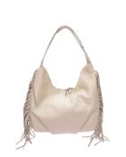Beige leren schoudertas - 26x34 cm