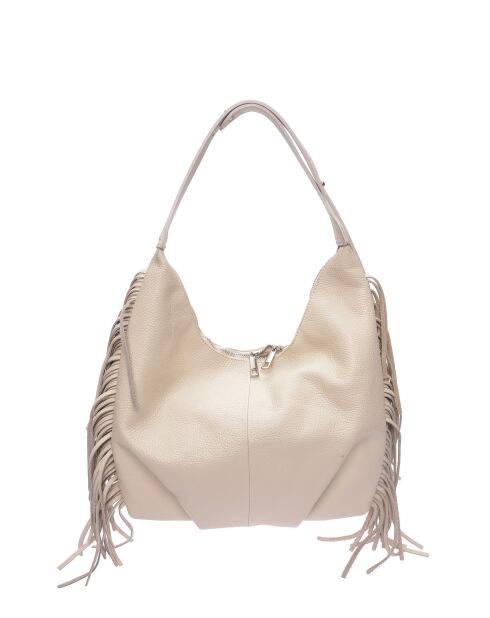 Beige leren schoudertas - 26x34 cm