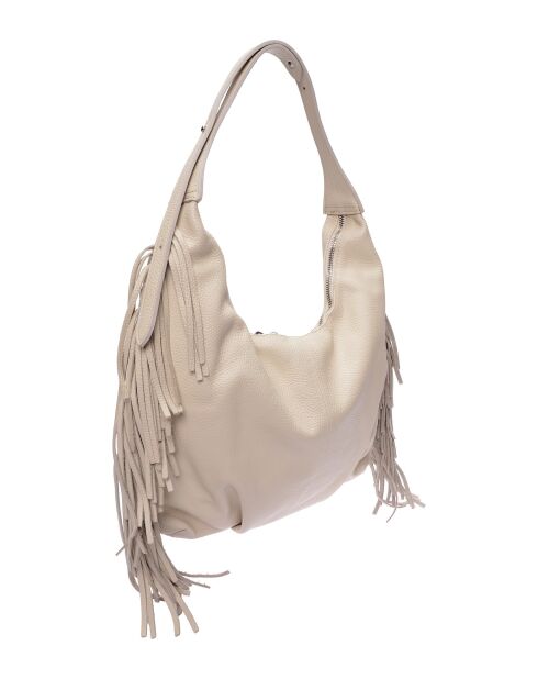 Beige leren schoudertas - 26x34 cm