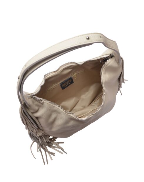 Beige leren schoudertas - 26x34 cm