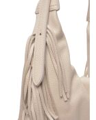 Beige leren schoudertas - 26x34 cm