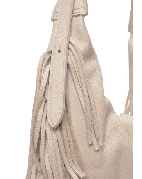 Beige leren schoudertas - 26x34 cm