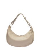 Bandolera de piel beige - 21x42x10 cm