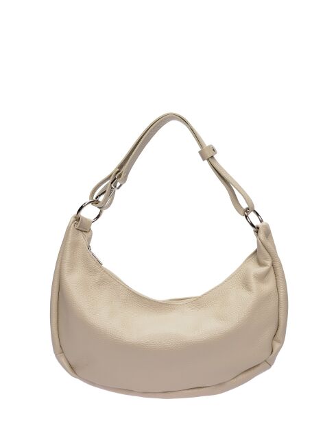Bandolera de piel beige - 21x42x10 cm