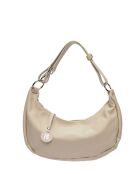 Bandolera de piel beige - 21x42x10 cm