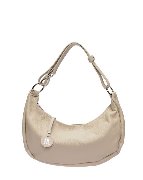 Bandolera de piel beige - 21x42x10 cm
